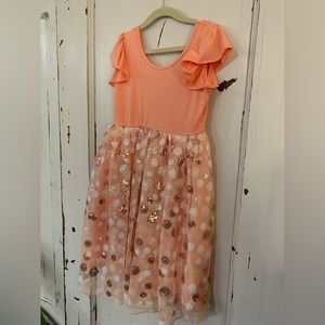 NWT DotDotSmile Size 7 Fancy Collection Peach and Sparkly Sequin Tulle Skirt